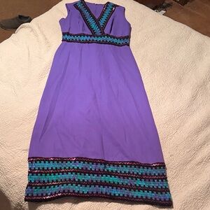 Purple Maxi Dress with Blue and Green Accents